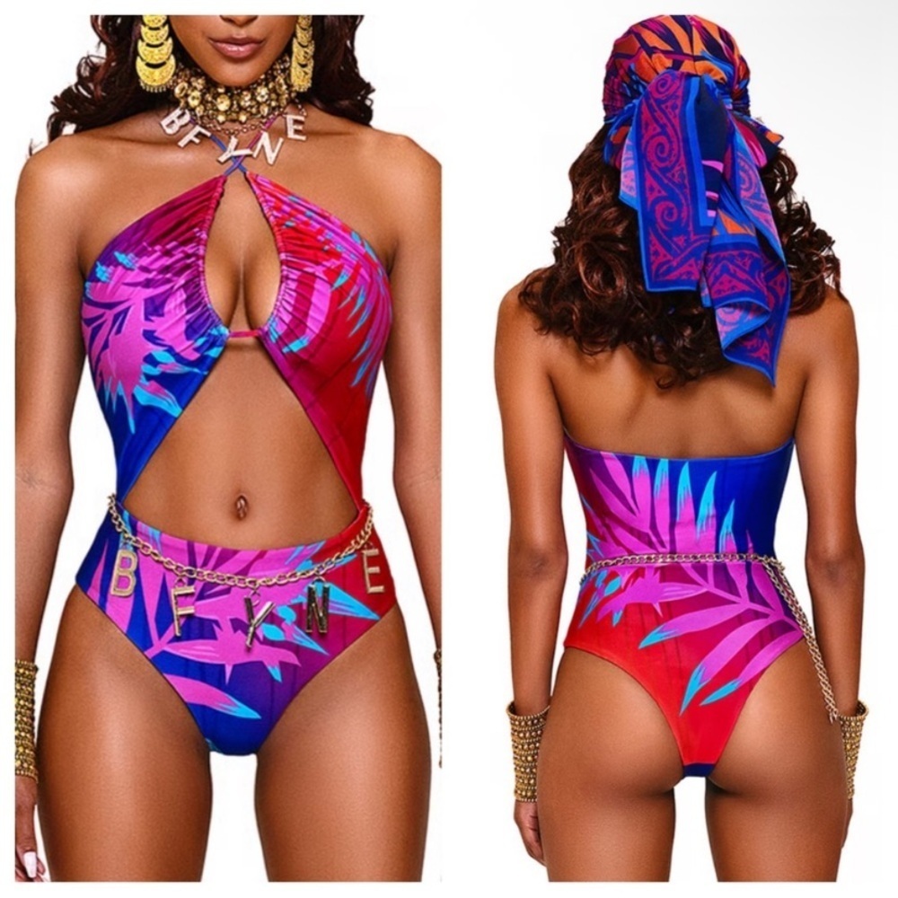 New! BFyne Amia Tropical Print One-Piece Swimsuit 3713
